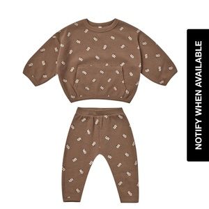 Quincy Mae Waffle Top + Bottom Set in cocoa floral